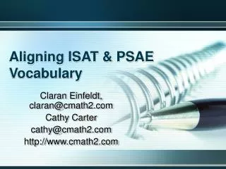 Aligning ISAT &amp; PSAE Vocabulary