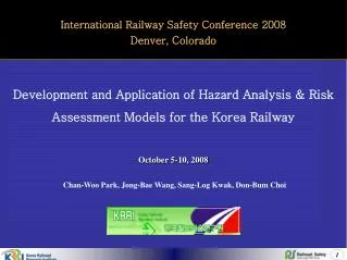 Development and Application of Hazard Analysis &amp; Risk Assessment Models for the Korea Railway