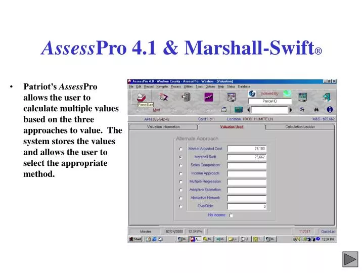 assess pro 4 1 marshall swift