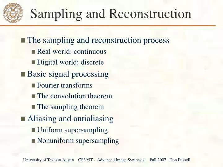 sampling and reconstruction