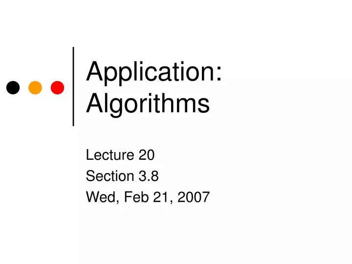 application algorithms