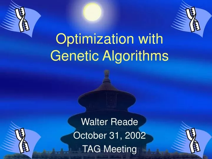 optimization with genetic algorithms