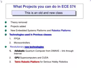 What Projects you can do in ECE 574