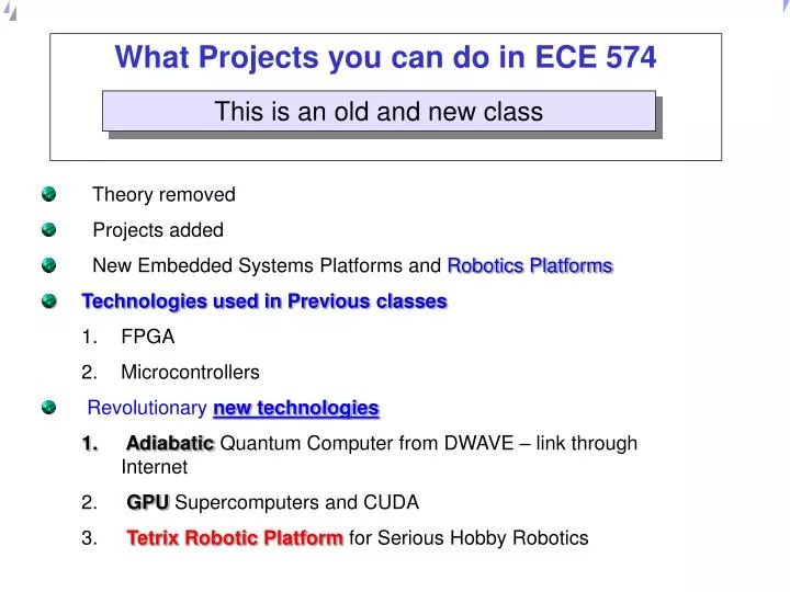 what projects you can do in ece 574