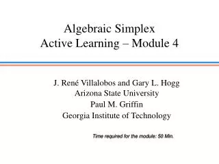 Algebraic Simplex Active Learning – Module 4