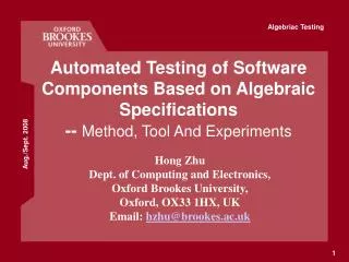 Automated Testing of Software Components Based on Algebraic Specifications -- Method, Tool And Experiments
