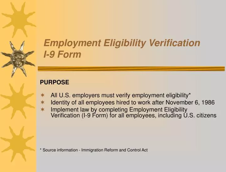employment eligibility verification i 9 form