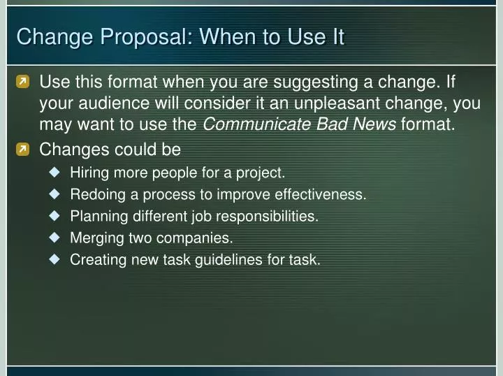 change proposal when to use it