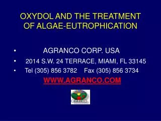 OXYDOL AND THE TREATMENT OF ALGAE-EUTROPHICATION