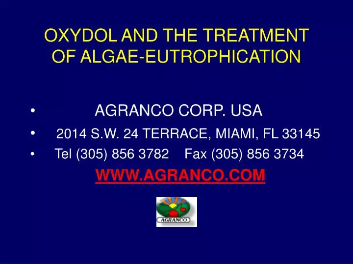 oxydol and the treatment of algae eutrophication