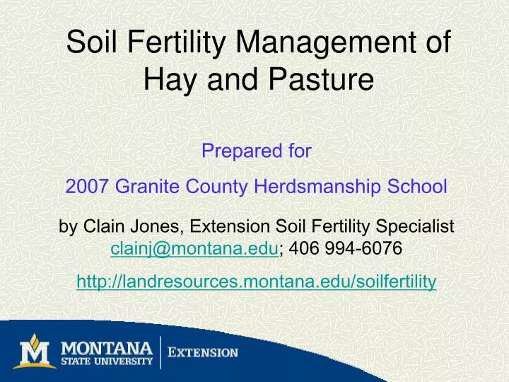 soil fertility management of hay and pasture