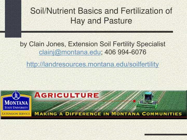 soil nutrient basics and fertilization of hay and pasture
