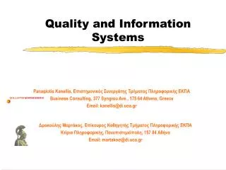 Quality and Information Systems