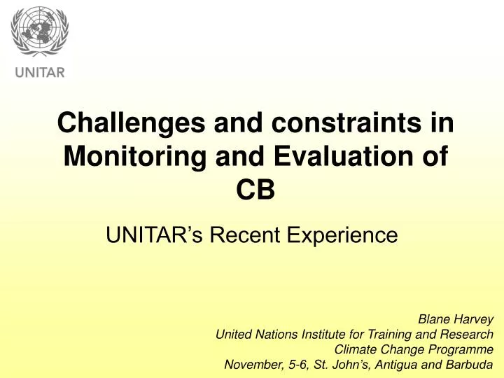 challenges and constraints in monitoring and evaluation of cb