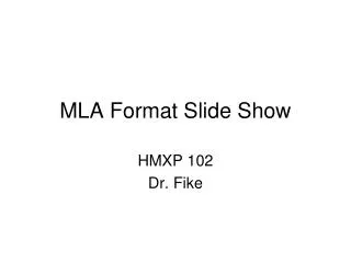 MLA Format Slide Show