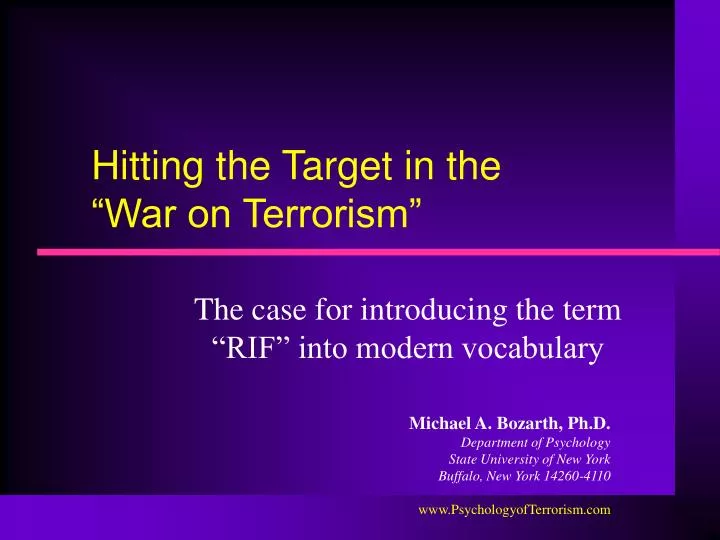 hitting the target in the war on terrorism