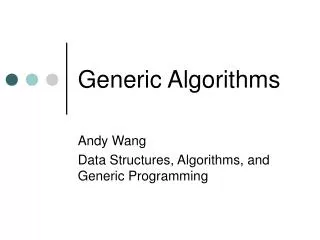 Generic Algorithms