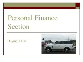 Personal Finance Section