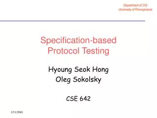 Specification-based Protocol Testing