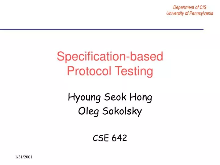 specification based protocol testing