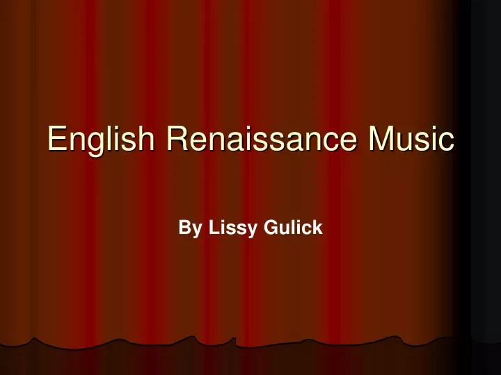 english renaissance music