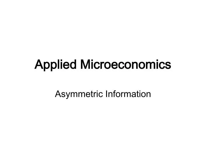 applied microeconomics