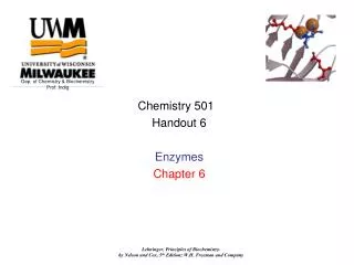 Chemistry 501 Handout 6 Enzymes Chapter 6