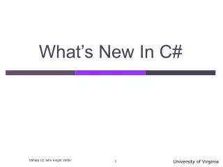 What’s New In C#