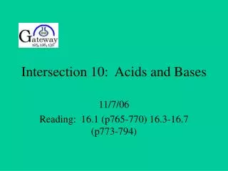 Intersection 10: Acids and Bases