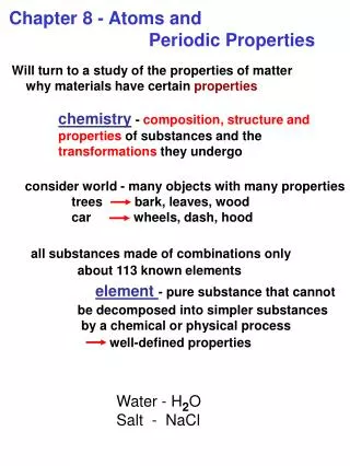 Chapter 8 - Atoms and 			Periodic Properties
