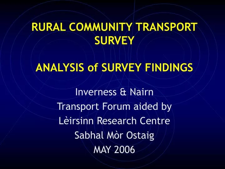rural community transport survey analysis of survey findings