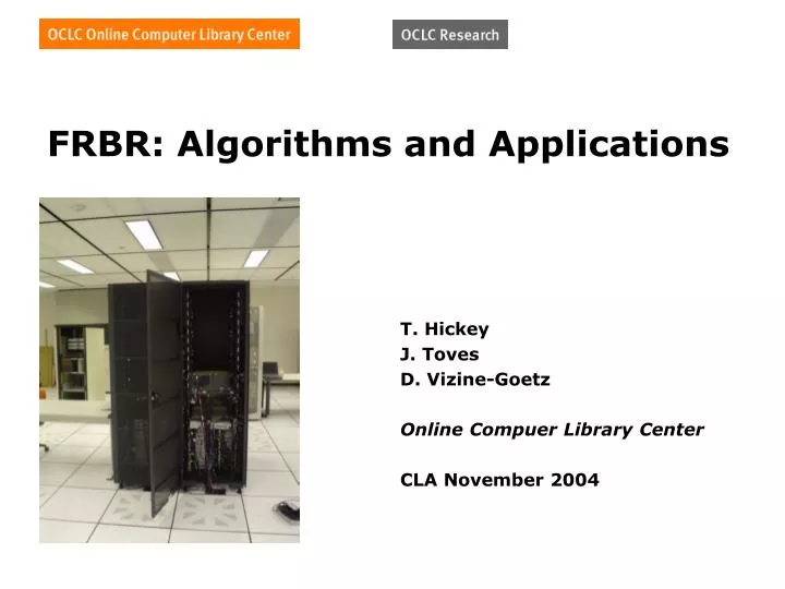 frbr algorithms and applications