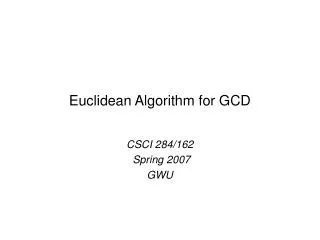 Euclidean Algorithm for GCD