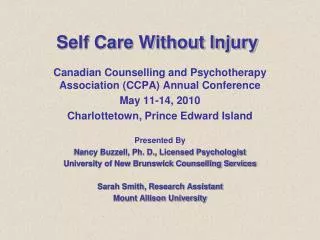 Self Care Without Injury