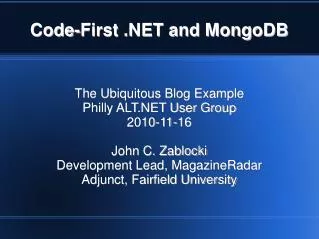 Code-First .NET and MongoDB