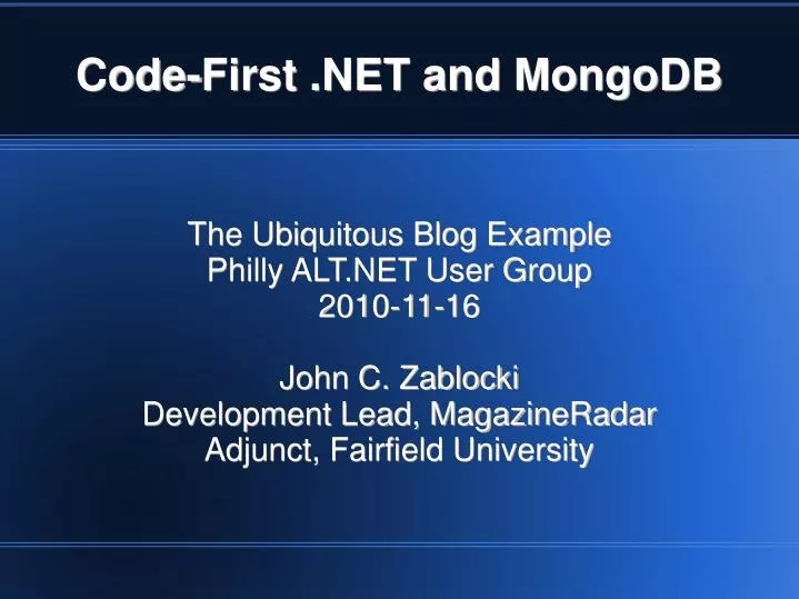 code first net and mongodb