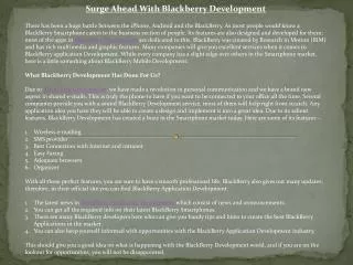 blackberry developmentr go hand in hand in current world