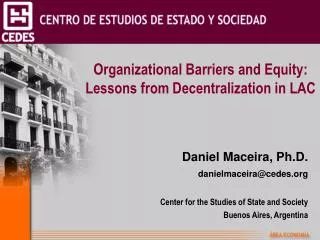 Organizational Barriers and Equity: Lessons from Decentralization in LAC
