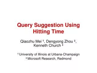 Query Suggestion Using Hitting Time