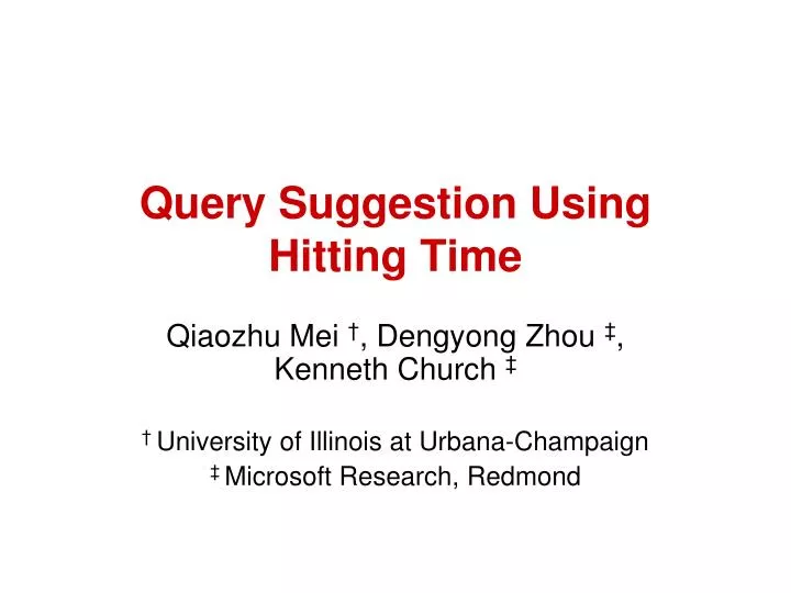 query suggestion using hitting time