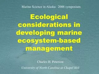 Ecological considerations in developing marine ecosystem-based management