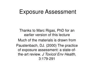 Exposure Assessment