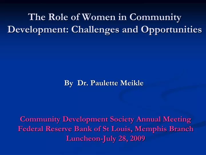 the role of women in community development challenges and opportunities