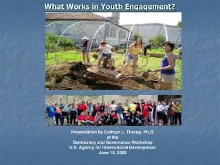 What Works in Youth Engagement?