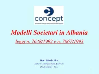 Modelli Societari in Albania leggi n. 7638/1992 e n. 7667/1993