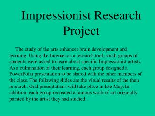 Impressionist Research Project