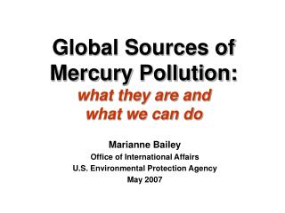 Global Sources of Mercury Pollution: what they are and what we can do