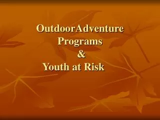 OutdoorAdventure Programs &amp; Youth at Risk