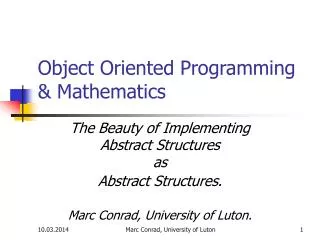 Object Oriented Programming &amp; Mathematics