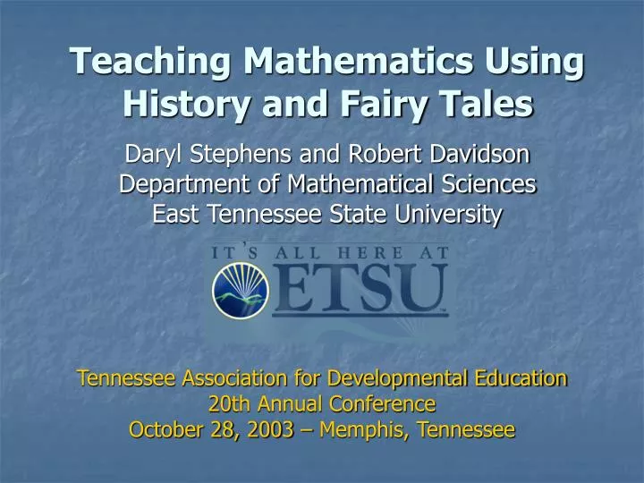 teaching mathematics using history and fairy tales